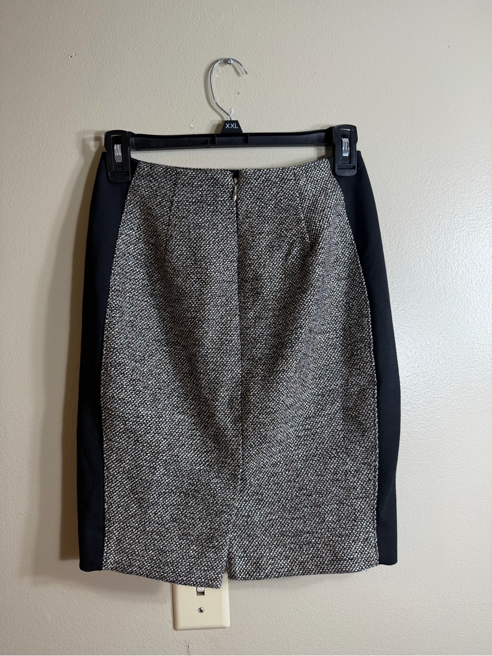 White House Black Market 0P Tweed Pencil Skirt Black Camel Petite - Picture 3 of 9